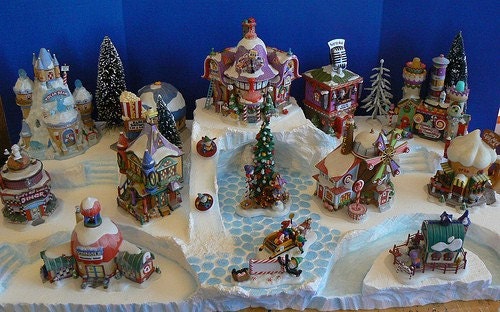 Custom miniature Christmas village display platform