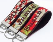 Personalized Embroidered - Monogrammed  Custom Wrist Key Chain - Key Fob Wristlet Keychain - You Pick Fabric