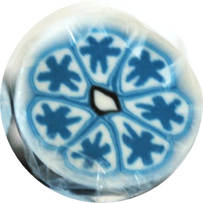 Flower Cane Polymer Clay Raw Blue Snowflake Floral Bead Making