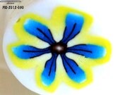 Raw Polymer Clay Cane Flower  Yellow Blue Petals Handmade Fimo