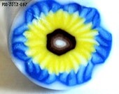 Raw Polymer Clay Flower Cane Blue Yellow  Petals Handmade Fimo