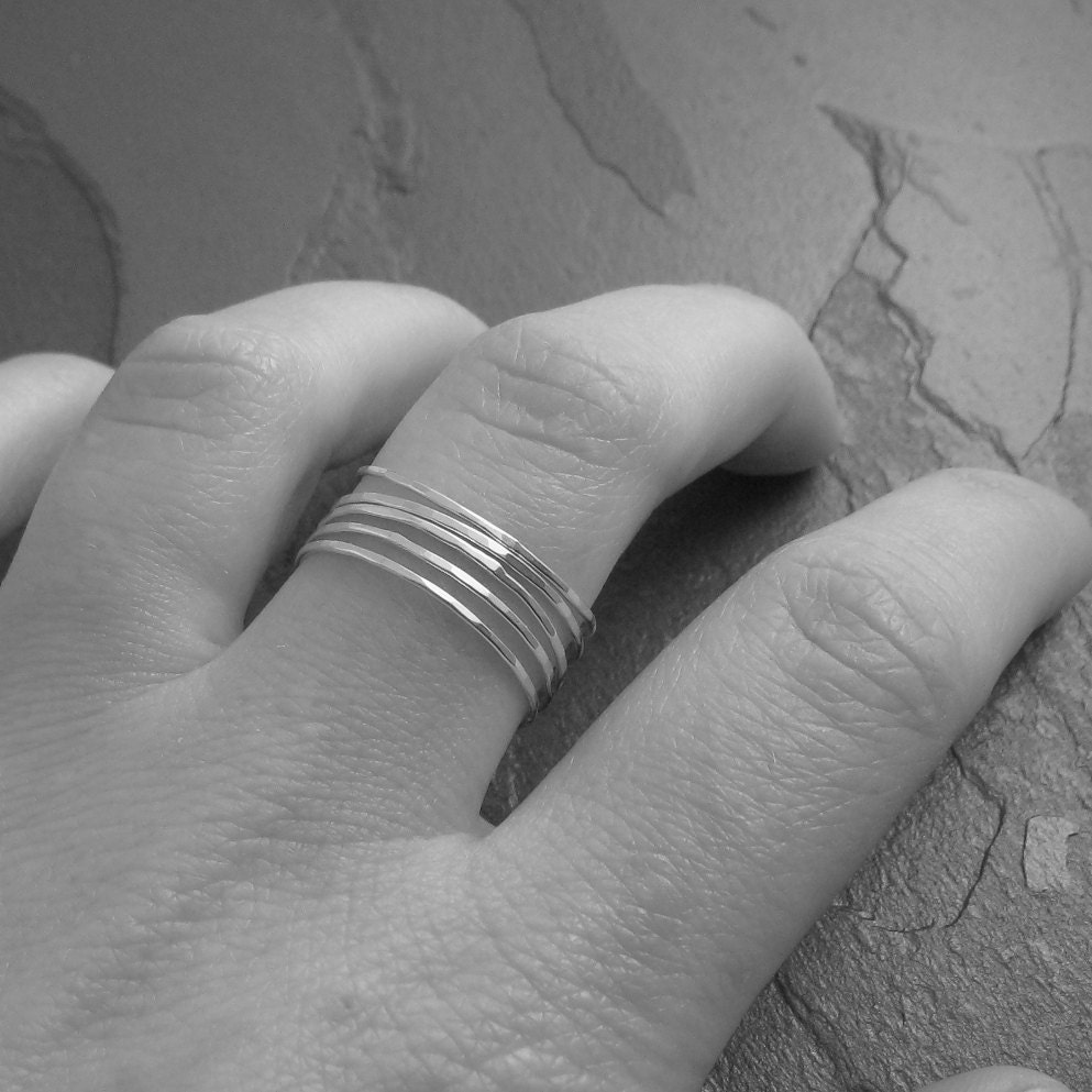 Sterling Silver Stackable Rings - Super Slim - Set of 5 - Simple Modern Minimal Rings