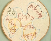 Hand Embroidered Peace Dove in 10 inch Hoop