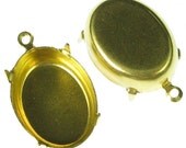 Oval Brass Closed Back Prong 18x13 Rhinestone Setting 1 Ring 896 - 12 Pcs