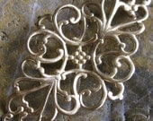 6 Raw Natural Brass Victorian Filigree Jewelry Findings 512