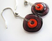 Orange and Purple Amoeba Earrings