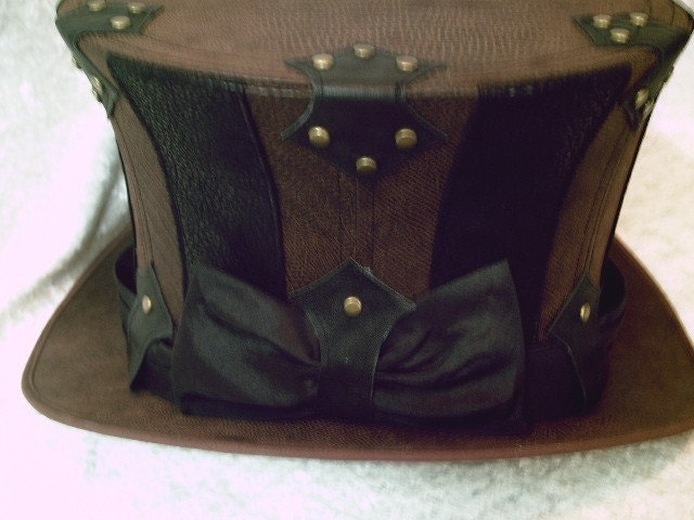 SALE - The DUKE Custom Brown and Black Stripy Top Hat
