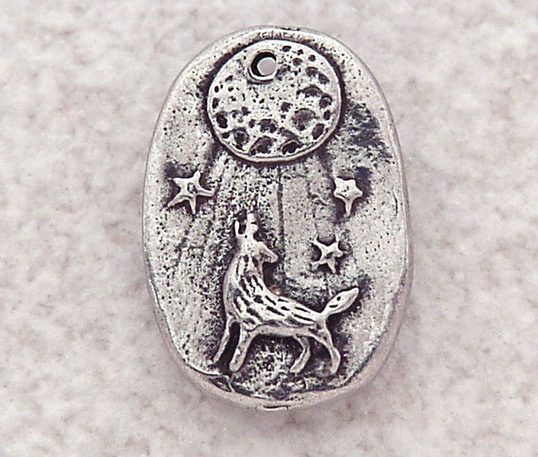Green Girl Studios Pewter Howling Wolf Pendant