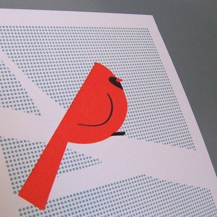 Perched Cardinal Letterpress Print