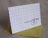 Olive Houndstooth Thank You Notes - Set of 6
