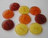 9 Sunshine and Lollipops almost 3/4 inch Snowflake Flower Laser cut Buttons Red Orange Yellow just a little smaller than 3/4 inch