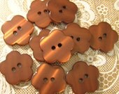 10 Dark Brown 7/8 inch Shiney Flower Buttons