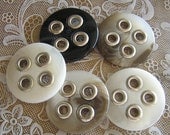 5 Mixed Brown Cream Black Swirled 1-1/2 inch 4 hole Buttons with Metal Eyelet Holes