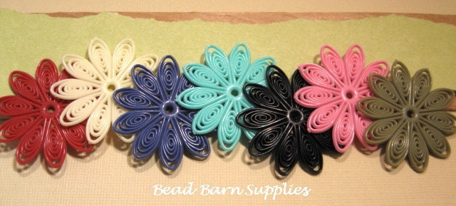 Flexible Plastic Multicolor Swirl Flower 45mm Beads - 14 Count Sample Pack