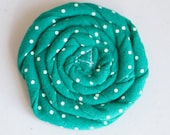 green polka dot jersey flower pin