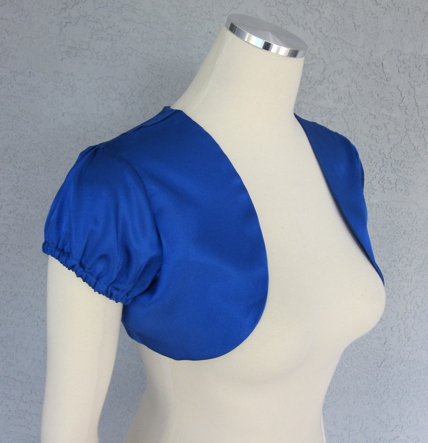 Royal Blue Satin Bolero Shrug Made to Order