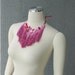 Be My Valentine One Of A Kind Hand Dyed Pink Fringe Ribbon Roses And Rhinestones Bib Necklace