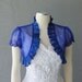 Wedding Bolero Shrug Indigo Organza Lace Trim Cap Sleeves All Sizes Available