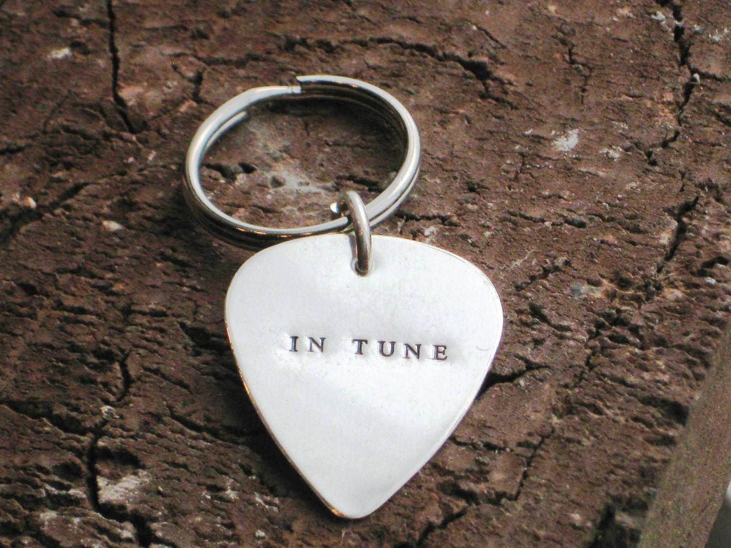 Guitar Pick Keychain - Personalized With Your Own Words - Father's Day and Graduation