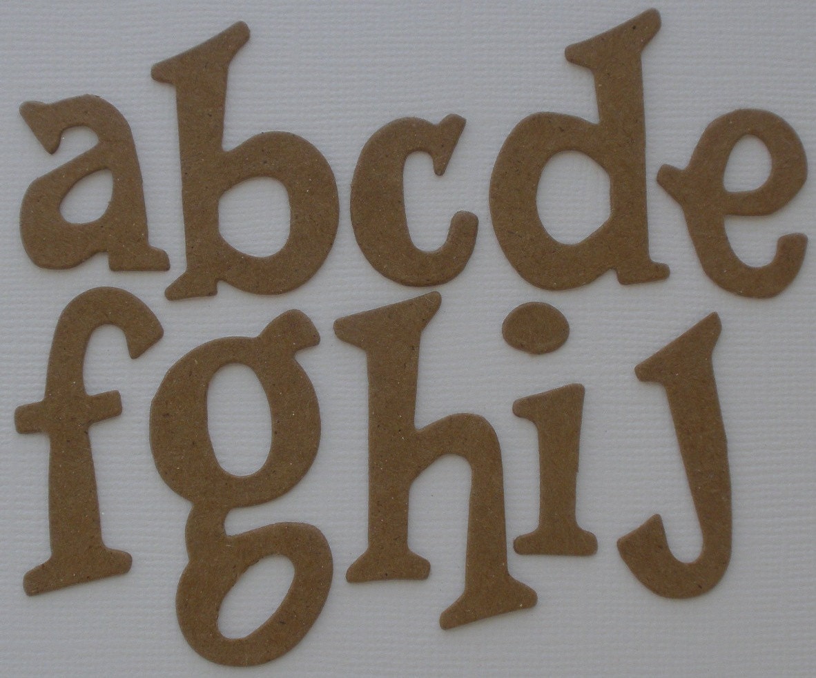 FUN FONT -  59 lowercase Piece Set - Letters - Raw CHiPBOARD Die Cuts -       from .5" up to 1.5"