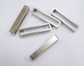 4 pieces of new cut  thick  raw brass tube outline charm in rectangular geometric shape 25x4x6mm with new plating in steel color