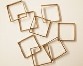 10 pieces of newly made cut raw brass tube outline charm in square box geometric shape 3d 25 x 25 x2.5mm