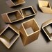 6 pieces of vintage old stock cut raw brass tube outline charm in rhombus  3d square geometric shape