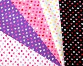 Colorful tiny heart Print fabric scrap set of 5 FS101