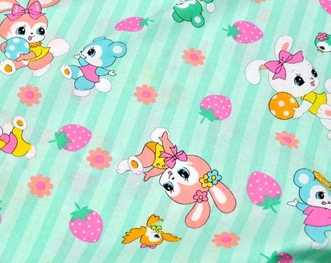 Japanese Fabric Rabbit and Friends Print C1
