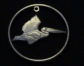 PALESTINE - cut coin pendant - w/ White Pelican - 2010