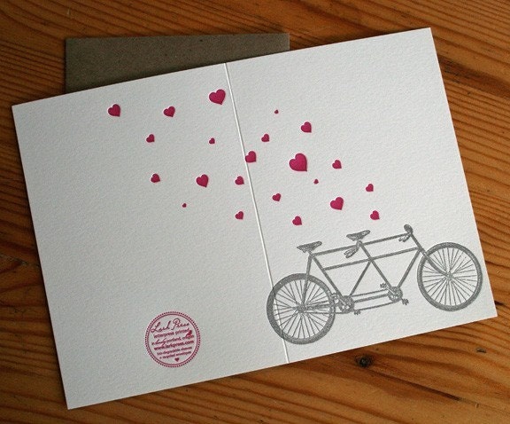 letterpress tandem bike card