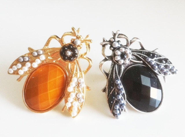 Cicada Ring - Gold and Burnt Orange