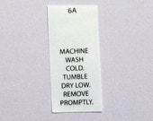 Machine Wash Cold Garment Clothing Care Tags Printed (Package of 1,000) Number 6A
