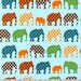 Fat Quarter - Blue Elephant Urban Circus Robert Kaufman ALP-10770-169 Earth