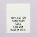 100% Cotton Hand Wash Line Dry Printed Care Tags (Package of 50) Number 10