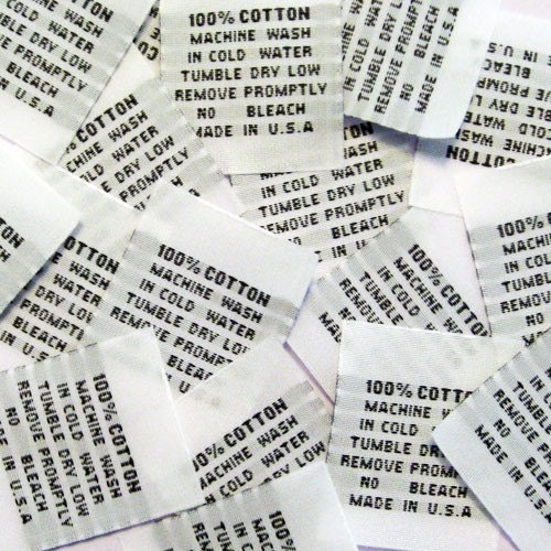 100% Cotton Woven Garment Apparel Care Tags (Package of 50) WS