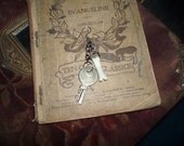 cute Steampunk crust punk goth inspired single earring antique key bone clock gears