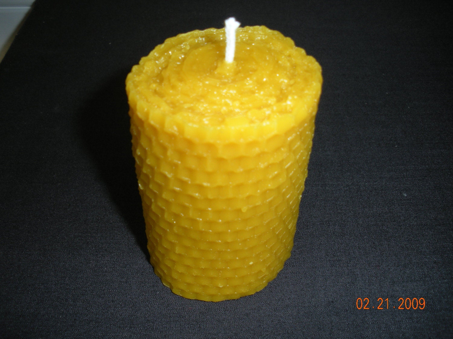 Pure Beeswax Small Pillar Candle - Honeycomb Design - 2 in. x 3 in. tall