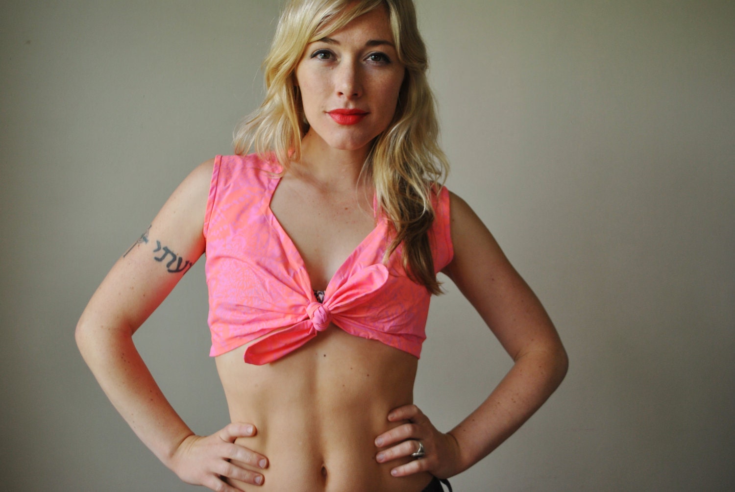 1960s Bold Pink Crop Top