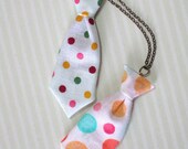 Unisex Mini Tie Rainbow Polka Dot Necklace