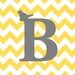 Initial with bird on chevron background - yellow and gray - digital print - 8x10 on A4