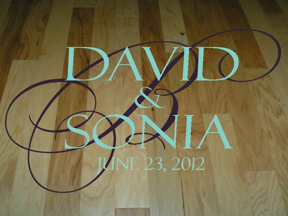Wall Decal Quote Floor Decal Wedding Dance Floor Elegant Script Monogram, Bride and Groom Names, and Wedding Date