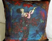 Designer  Pillow Cover - "Come To Mummy Dahhhling" - Roaring 20s - Fiber Art - Designer - Hand Made - Fits 18x18 Insert  -  original design