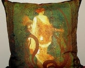 Decorative Pillow Cover - "Renaissance Garden Muse"  Fiber Art - Hand Made - Fits 18x18 Insert  -  original design