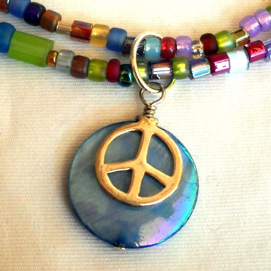 Colorful Peace Sign Necklace