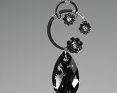 Haumea v8: Swarovski crystal silver night industrial wire wrapped necaklace