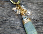 Green Kyanite Cluster Drop Necklace - Perfect for Mother of the Bride