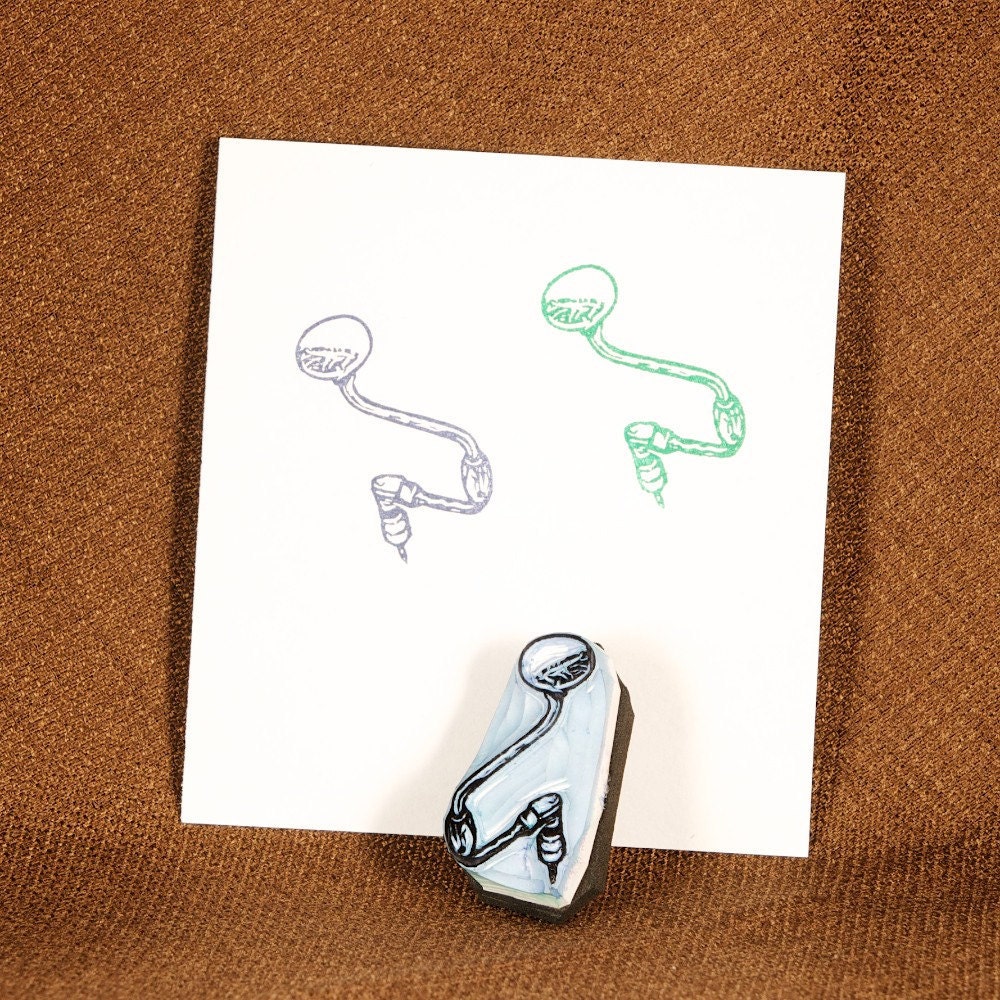 Hand Drill Rubber Stamp - Hand Carved Rubber Stamp