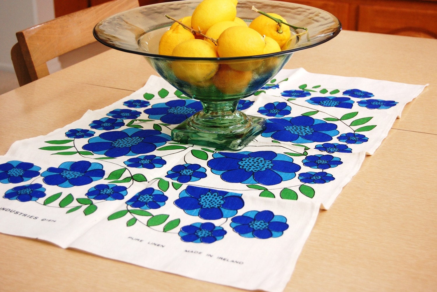 Vintage Table Linen Taunton Vale Blue Daisy Ireland