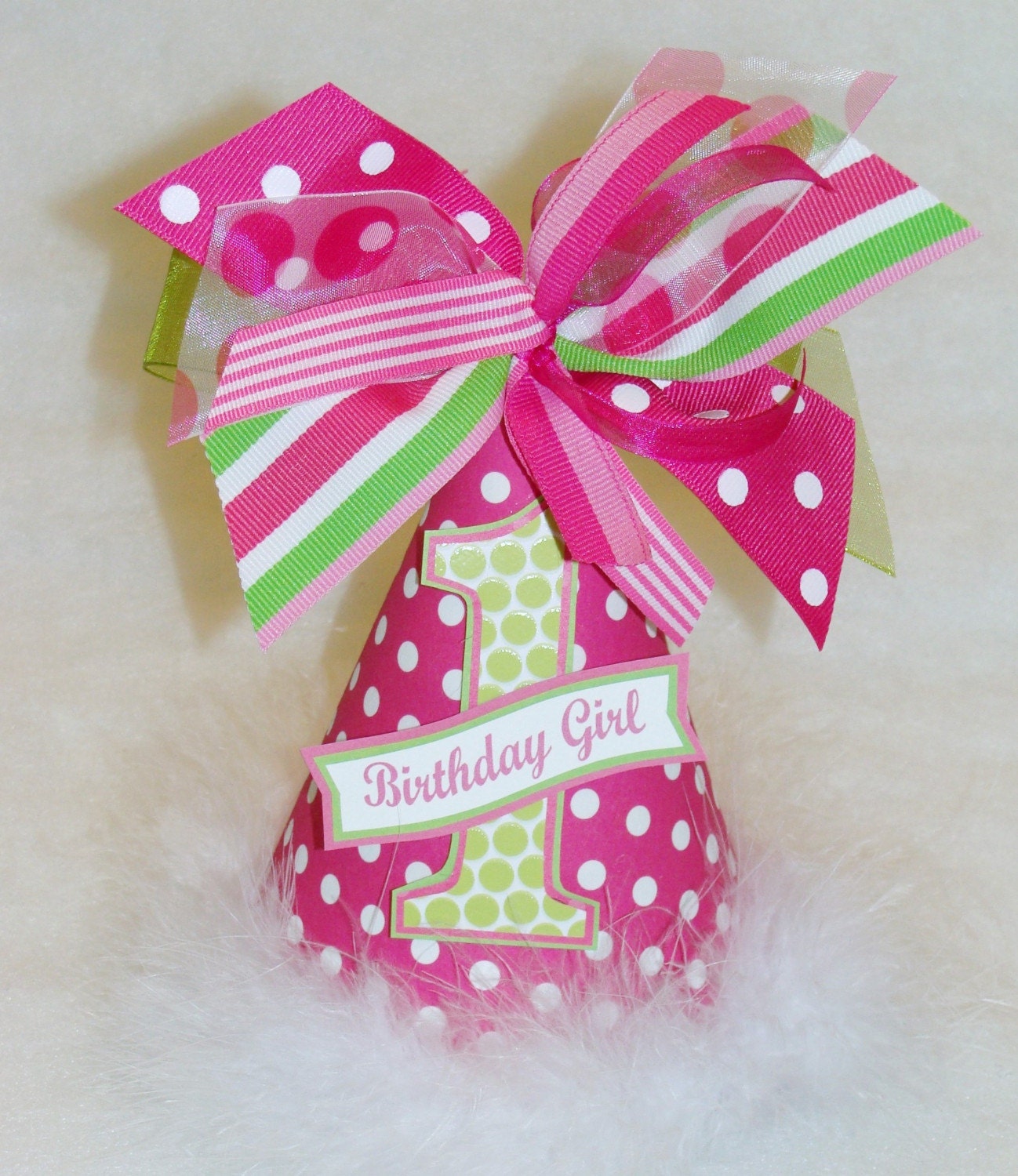 Hot Pink and Lime Green Party Hat